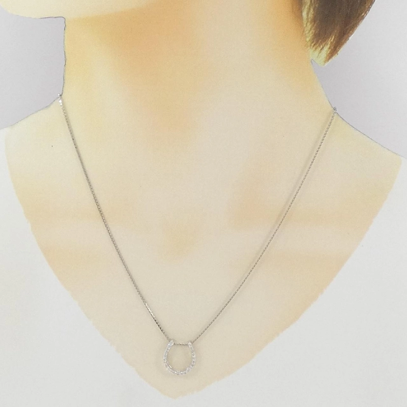 K18WG Mặt dây chuyền hình móng ngựa kim cương 0.28CT - Hàng hiệu Authentic 862513