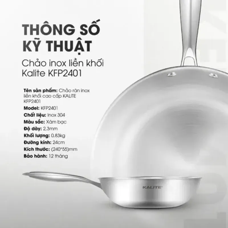 Chảo rán inox liền khối cao cấp KALITE KFP2401 572286