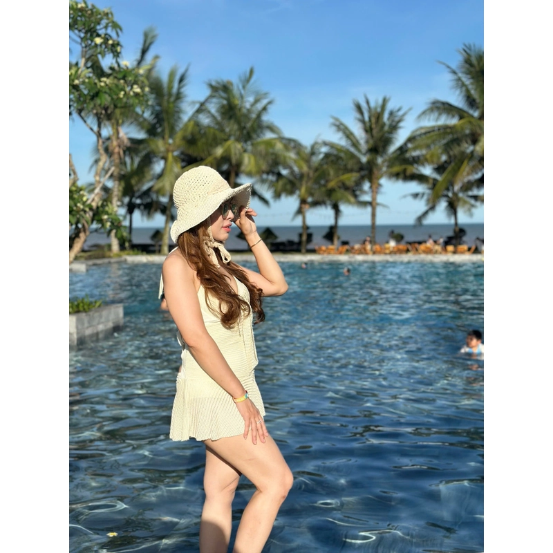 Bộ bơi liền váy của Huongboutique màu kem size S đã sử dụng 1 lần chụp ảnh 465887