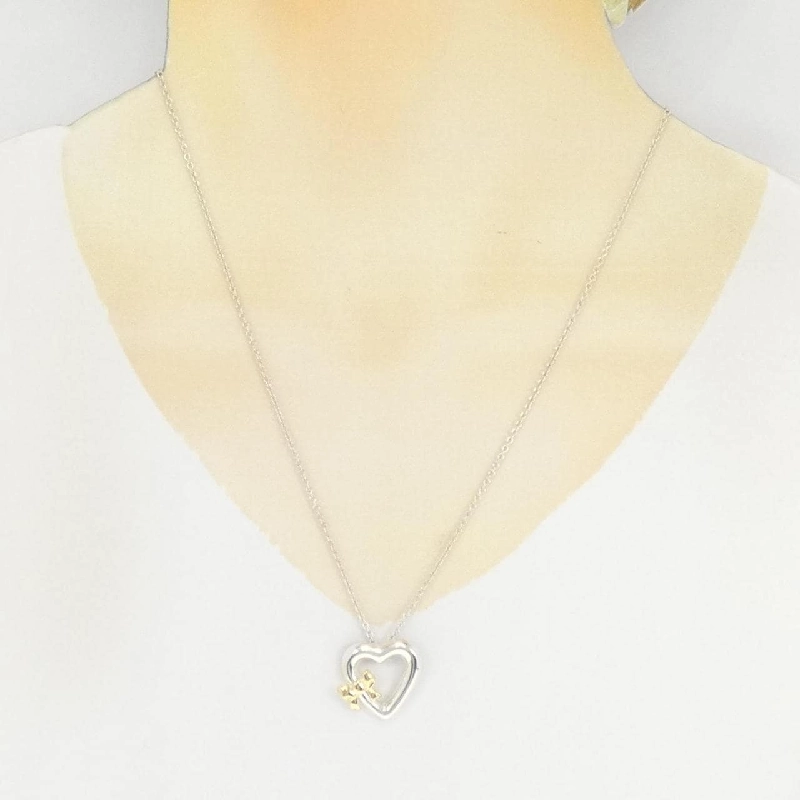 Tiffany 925/750YG Dây chuyền hình trái tim và ruy băng - Hàng hiệu Chính hãng 844672