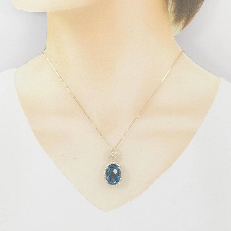 K18YG Ngọc xanh dương Dây chuyền 15.12CT - Hàng hiệu Chính hãng 860053