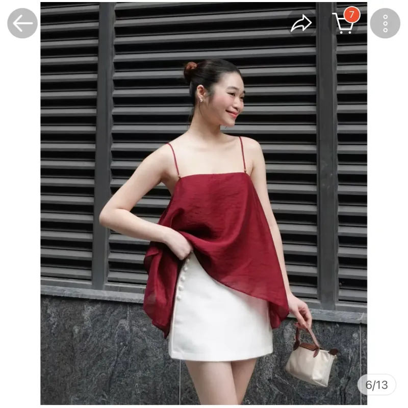 Áo dây tơ ngọc trai 3 lớp màu đỏ 931267