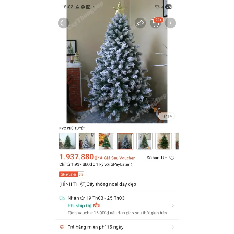 Pass cây thông Noel 1.8m kèm set trang trí 972575