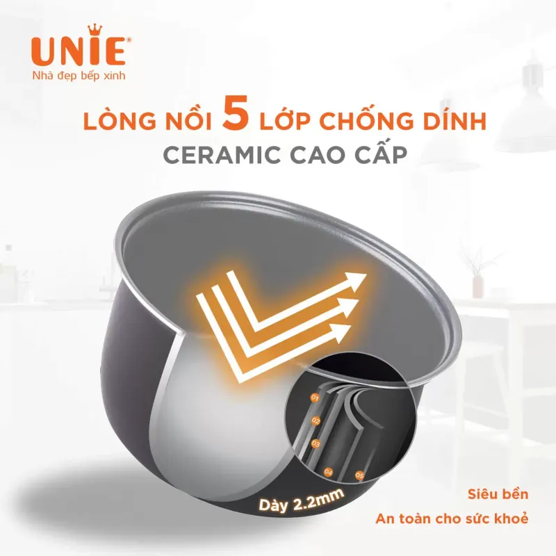 Nồi áp suất Unie UPC5081Y dung tích 5L, 7 chức năng đun nấu, 11 tính năng bảo vệ an toàn 679283