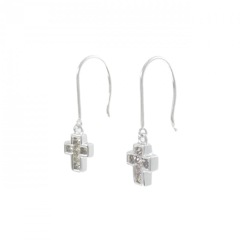 K18WG Bông tai kim cương hình chữ thập - Hàng hiệu chính hãng 871718