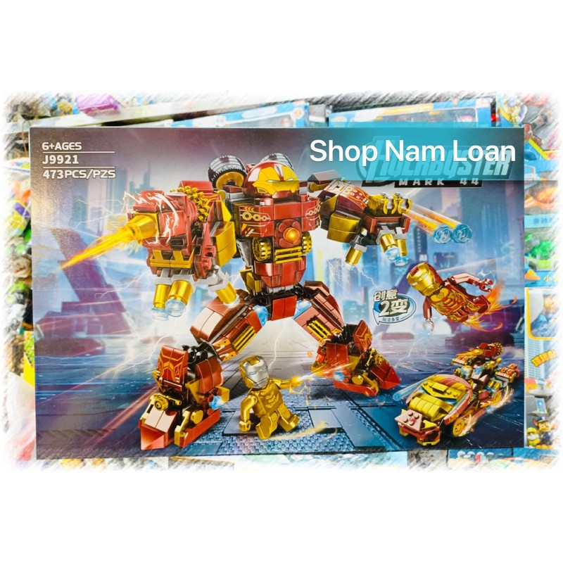 Đồ chơi lắp ráp 2in1 xe ô tô và robot siêu anh hùng Iron man Hulkbuster J9921 166522