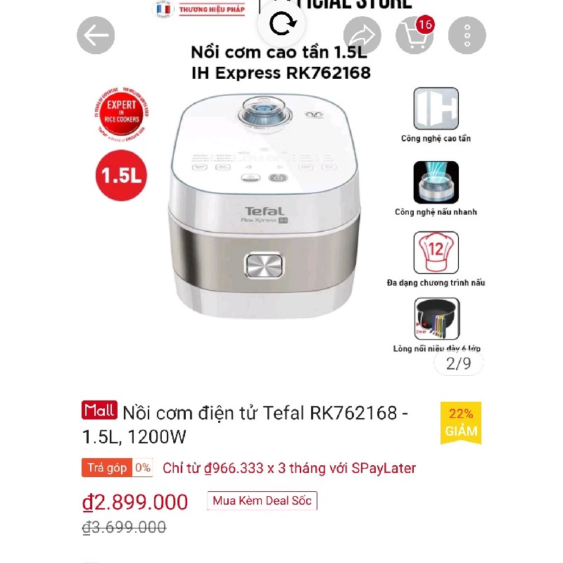 Thanh Lý nồi cơm điện cao tần Tefal như hình 23654