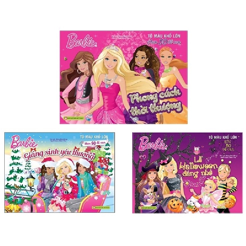 Bộ Sách Tô Màu Khổ Lớn Berbie - 50 Đề Can Bóc Dán Đề Can (Bộ 3 Cuốn) (2022) - Mary Man Kong 743667