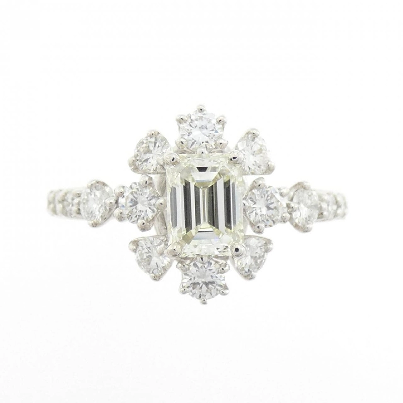 Nhẫn kim cương K18WG 0.788CT L VS1 cắt hình Emerald - Hàng hiệu Authentic 874090