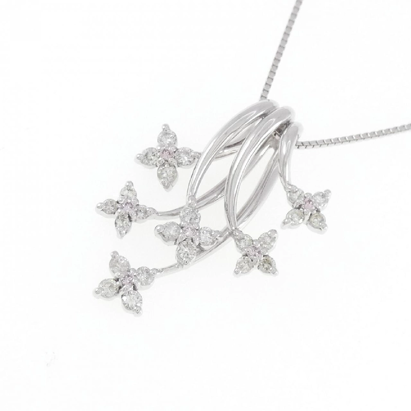 K18WG Dây chuyền kim cương hồng 0.05CT - Hàng hiệu Authentic 862293