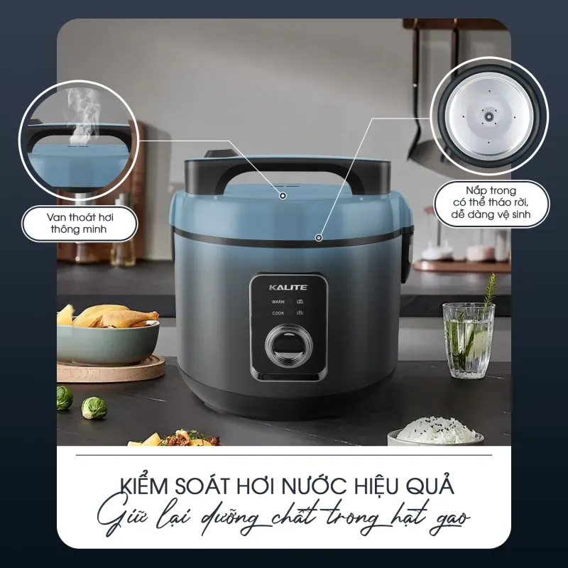 🍚 Nồi cơm điện KALITE KRC6018 700W – Dung tích 1,8L, cơm dẻo thơm mỗi ngày! 707688
