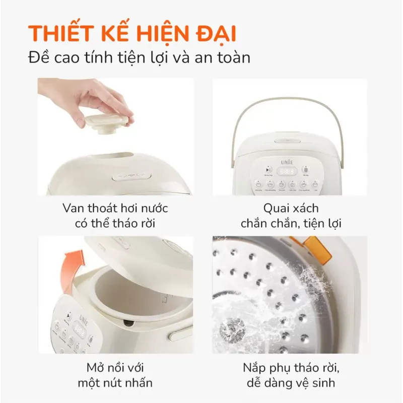 Nồi cơm điện lòng gốm tự nhiên UNIE URC815 nấu cơm cháy giòn tan, dung tích 1,5L 598334