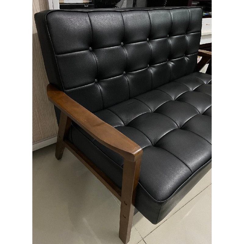 Ghế Sofa phong cách retro khung gỗ màu đen - dài 1m15. 58231