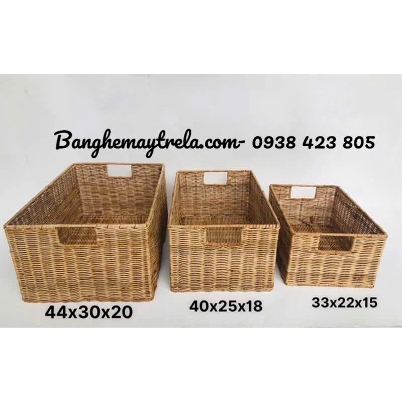 Giỏ đựng đồ chữ nhật mây tre đan 459833
