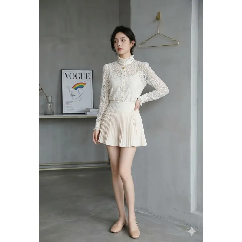 Set váy ngắn áo ren size S M mặc Tết cực xinh 748246