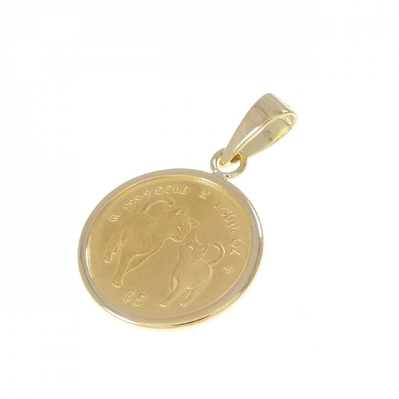 K18YG(枠) Mặt dây chuyền đồng xu - Hàng hiệu Authentic 864885