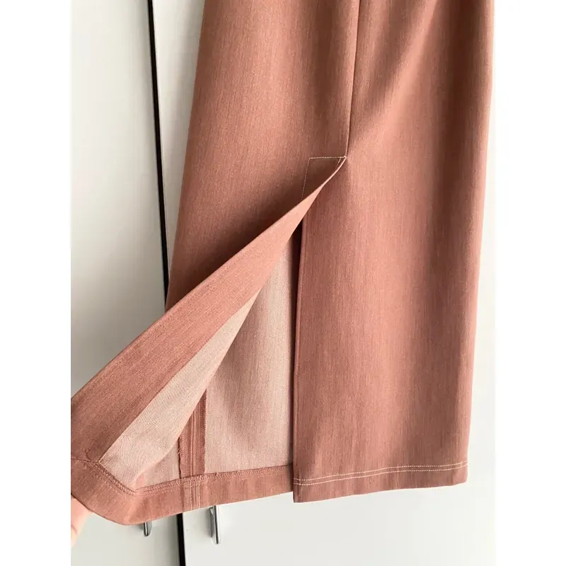 MỚI 99.99%***VÁY BÚT CHÌ DÀI *UPTOSECONDS *MÀU CAM ĐẤT MỚI* SIZE S* TẶNG QUÀ 0Đ FREESHIP 591622