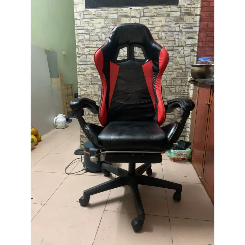 Ghế gaming tựa lưng cao đệm da PU màu đen đỏ phù hợp PC 971465