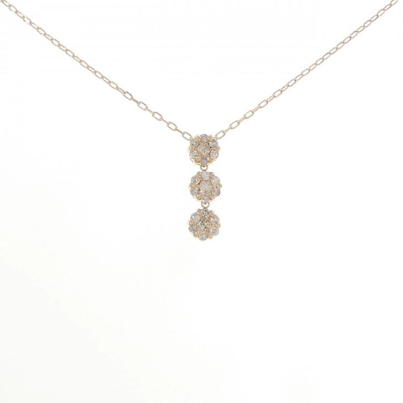 K14PG/K18PG Hoa Đá Kim Cương Dây Chuyền 0.30CT - Hàng hiệu Chính hãng 858029