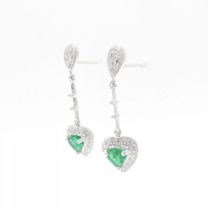 K18WG Bông tai hình trái tim ngọc lục bảo - Hàng hiệu Chính hãng 873875