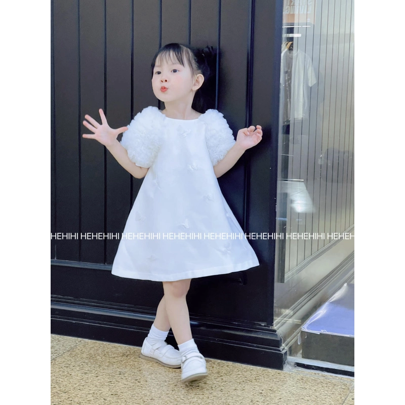 Váy công chúa tay bèo thêu bướm cho bé 442626