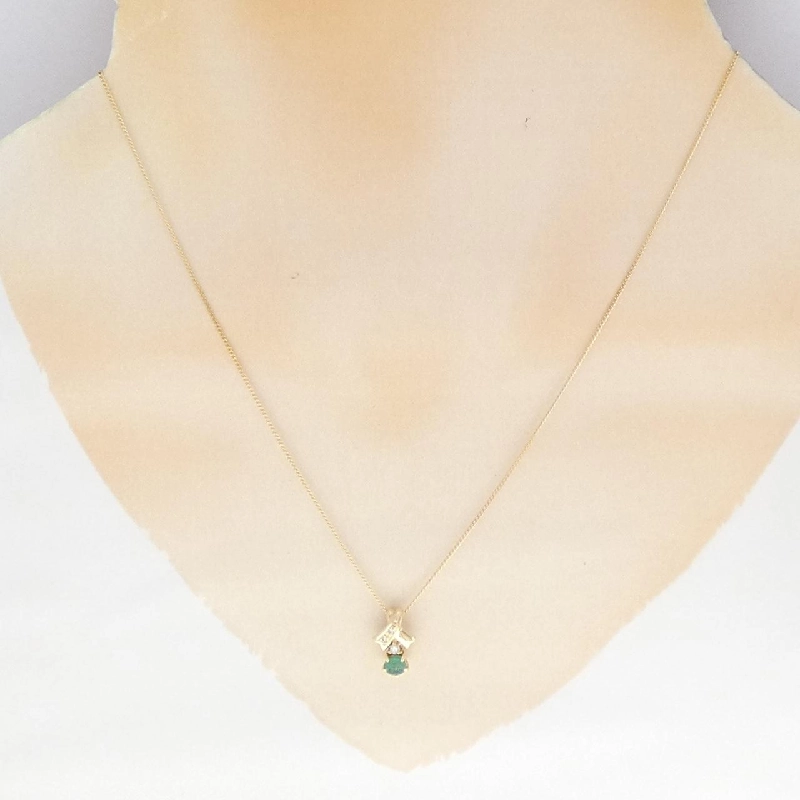 K18YG Dây chuyền Ngọc lục bảo 0.27CT - Hàng hiệu Chính hãng 858354