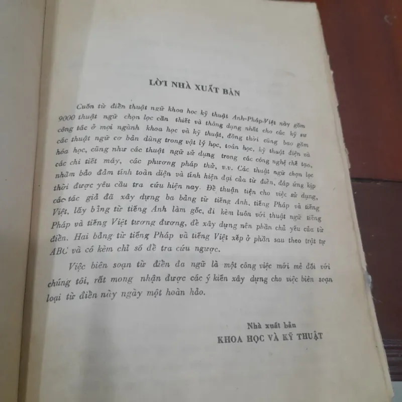 TỪ ĐIỂN THUẬT NGỮ KHOA HỌC KỸ THUẬT Anh - Pháp - Việt 1021166