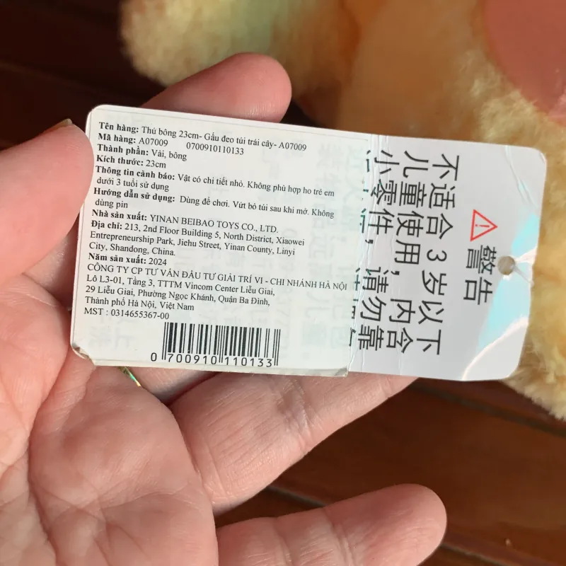 Gấu bông đeo túi trái cây 1013718