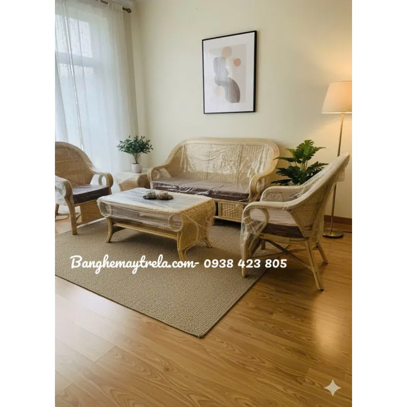 Sofa mây tự nhiên đan kín 605106