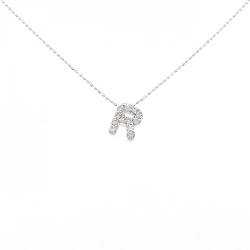 K18WG Chữ cái R Dây chuyền kim cương 0.27CT - Hàng hiệu Chính hãng 862556