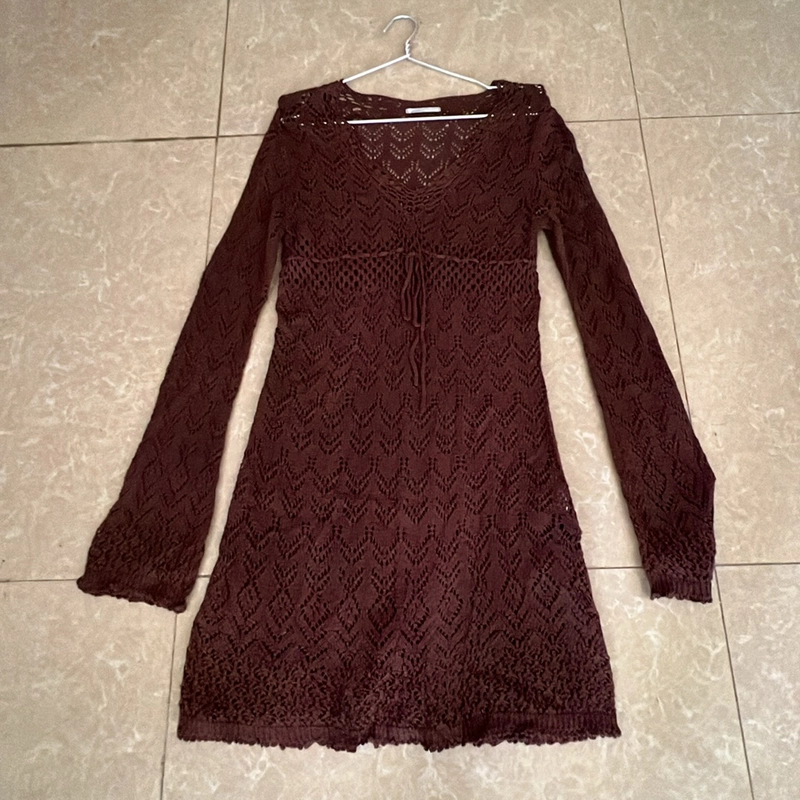 Đầm len đan+móc mà nâu sz S/M 315295