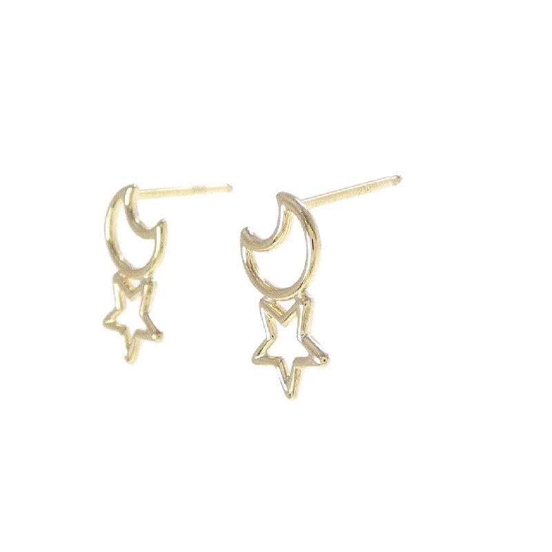 K18YG Mặt trăng × Ngôi sao Bông tai - Hàng hiệu Chính hãng 871992