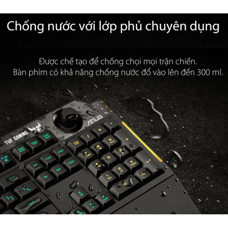 Bàn phím ASUS TUF GAMING  K1 có dây, đệm tay rời, giả cơ Chống thấm nước, núm âm lượng 785340