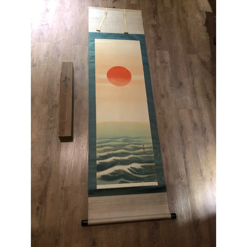 TRANH CUỘN NHẬT BẢN - MẶT TRỜI TRÊN SỐNG - TRANH TRUYỀN THỐNG NHẬT BẢN 735542