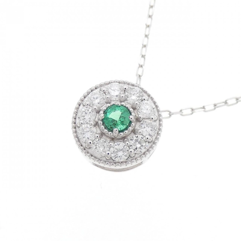 K18WG Dây chuyền ngọc lục bảo 0.08CT - Hàng hiệu Authentic 864130