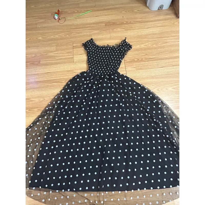 Váy xòe dáng dài voan chấm bi Elise sz M mới mặc 2 lần  569297