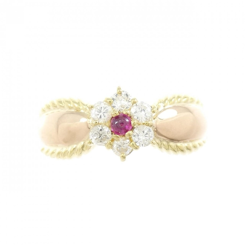 Nhẫn hoa ruby K18YG/K18PG - Hàng hiệu Authentic 852905