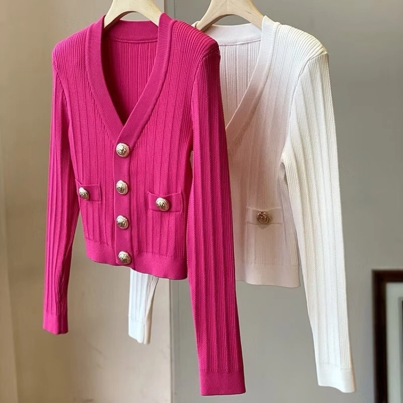 Áo cardigan dệt kim nút vàng QCCC 520897