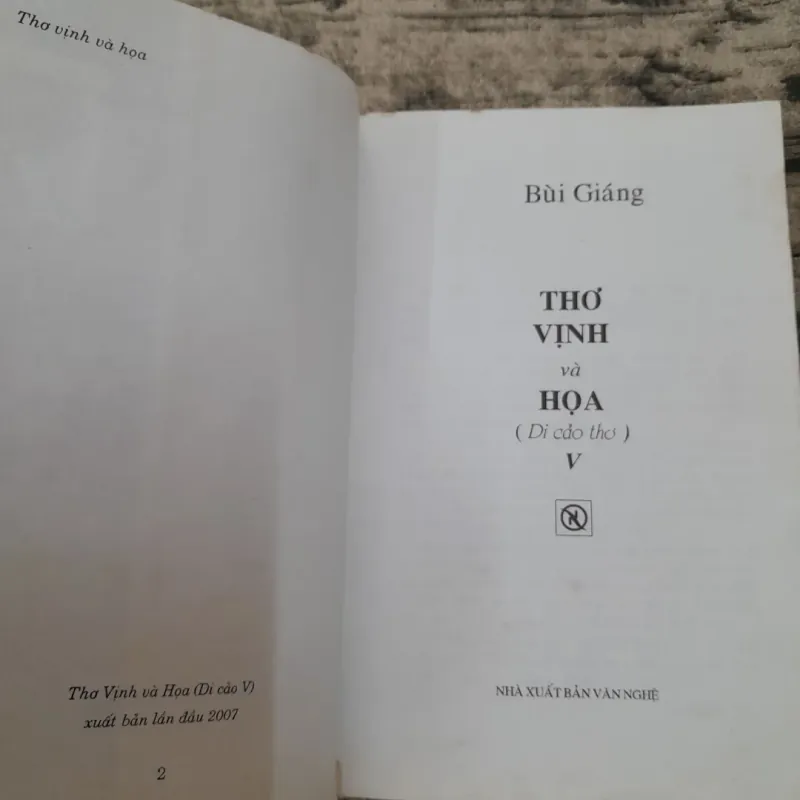 BÙI GIÁNG-Di Cảo thơ V- THƠ VỊNH HỌA. Nxb Văn Nghệ 2007 775933