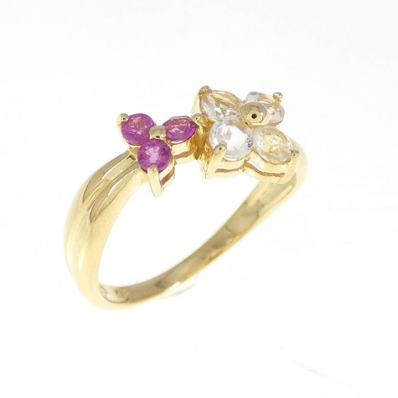 Nhẫn ruby K18YG hoa 673192