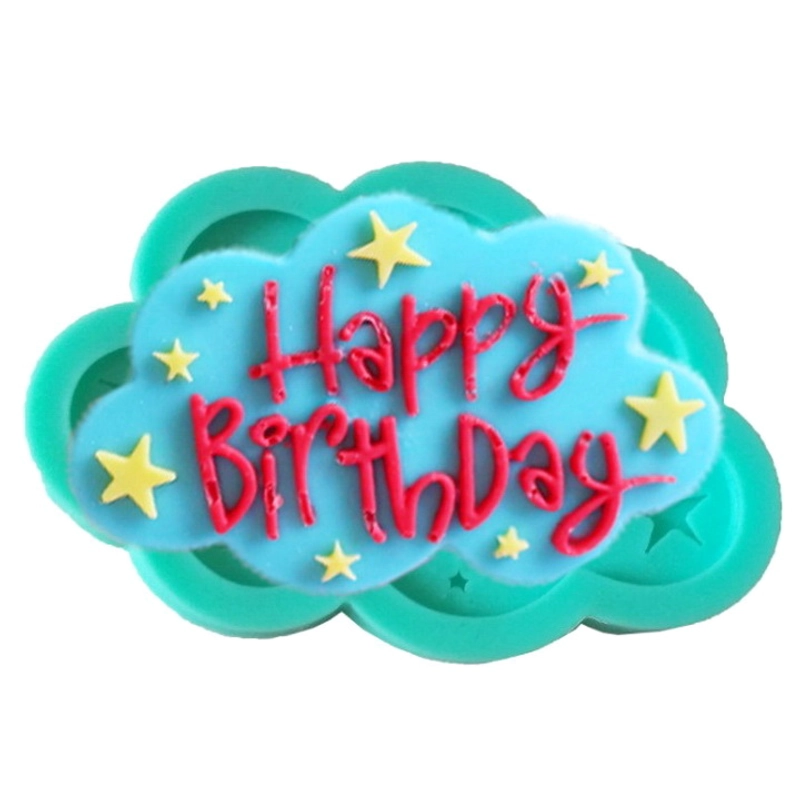 Khuôn silicon làm rau câu sinh nhật Happy Birthday ngôi sao, đám mây – Mã số 1201 338650
