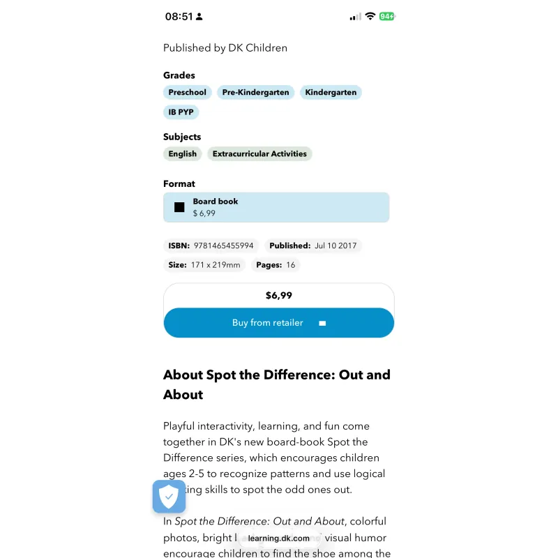 NGOẠI VĂN sách tiếng anh trẻ em nxb DK nổi tiếng : Spot the difference OUT AND ABOUT 1027812