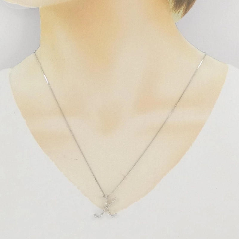 K18WG Chữ cái K Dây chuyền kim cương 0.20CT - Hàng hiệu Chính hãng 866709