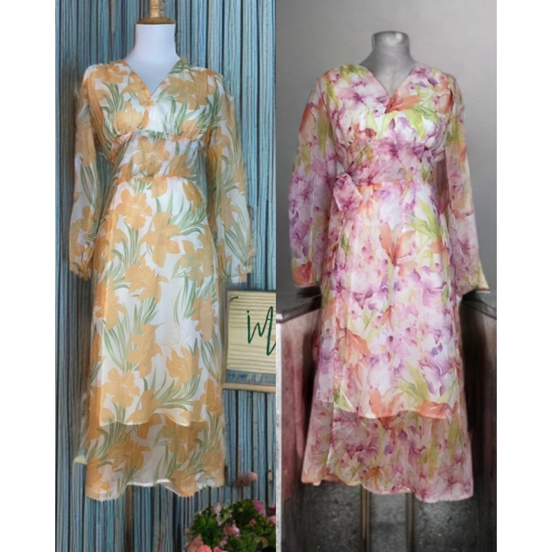 [New] Đầm maxi tơ váy thiết kế JOY vạt chéo dây buộc tùy chỉnh 361346
