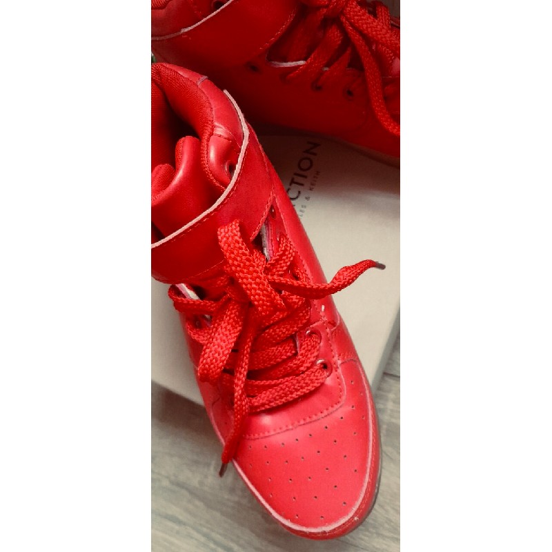 Men High Top USB Charging LED Light Up Shoes Flashing Sneakers - Red 11951