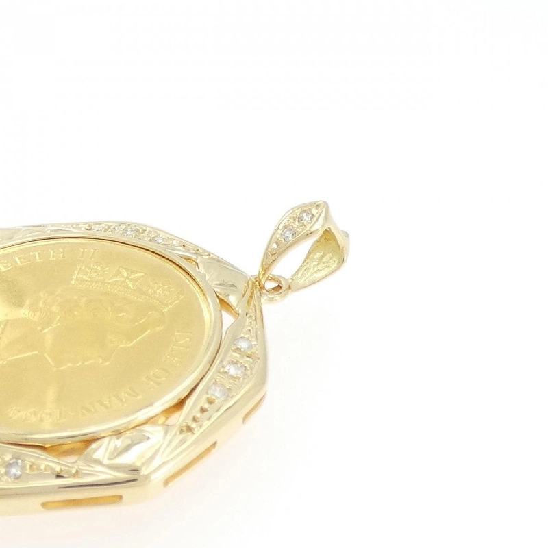 K18YG(khung) Dây chuyền đồng xu kim cương 0.07CT - Hàng hiệu Chính hãng 866869