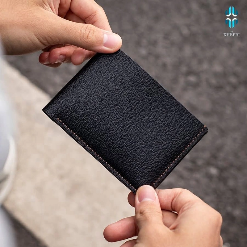 Ví ngang mini chất liệu da bê vân Alran 466429