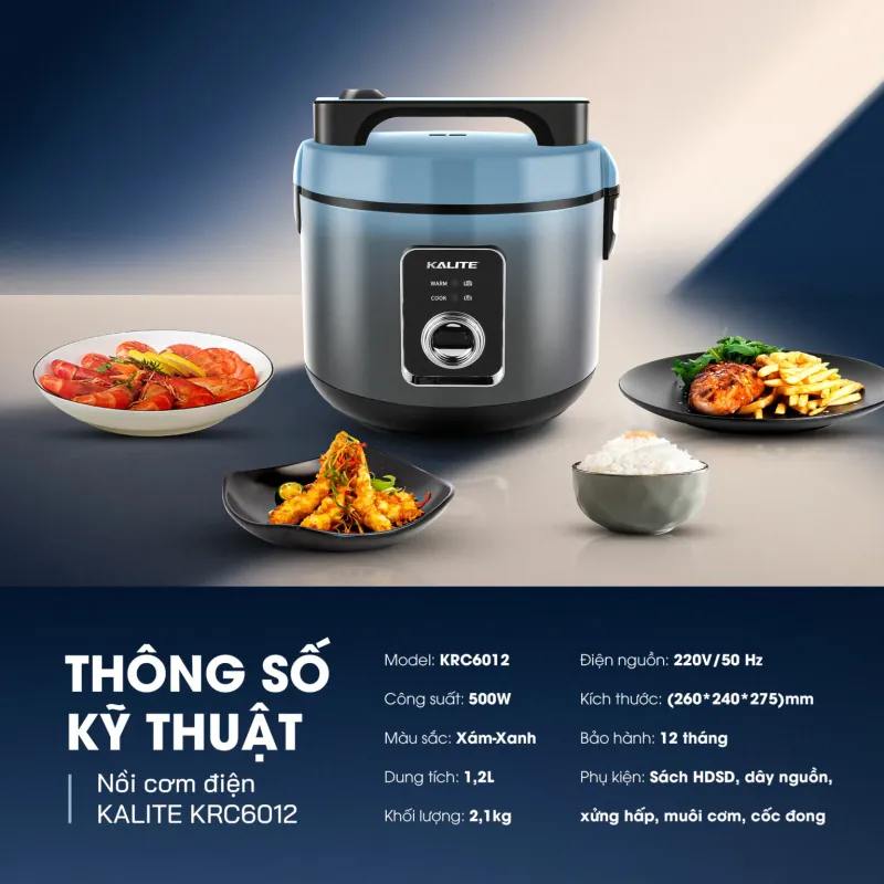 🍚 Nồi cơm điện KALITE KRC6012 – Ceramic cao cấp, cơm ngon chuẩn nhà hàng! 707658