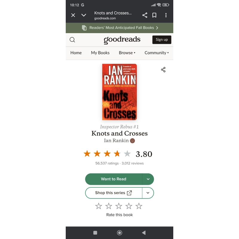Inspector Rebus #1
- Knots and Crosses -
Ian Rankin (thriller, crime, Scotland) 540961