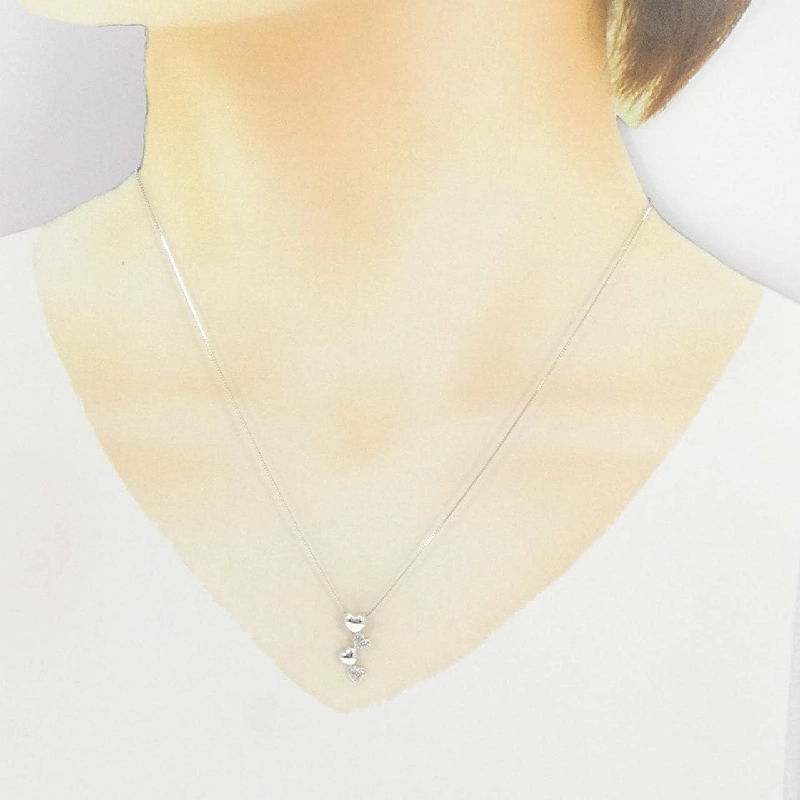 K18WG Dây chuyền kim cương hình trái tim 0.04CT - Hàng hiệu Chính hãng 858269